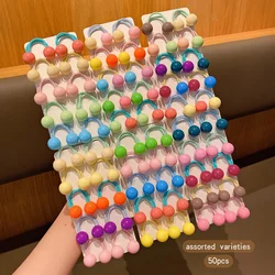 50 button style double ended rubber bands with colorful random hair loops suitable for daily use as hair accessories