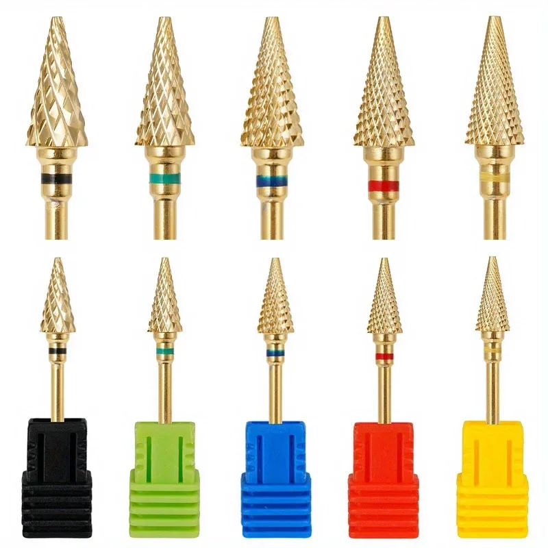 1/2Pcs Nagel Gold Hartmetall Nagel Bohrer Kegel Fräser für Maniküre Entfernen Gel Acryl Werkzeug Nagel Bohrer zubehör