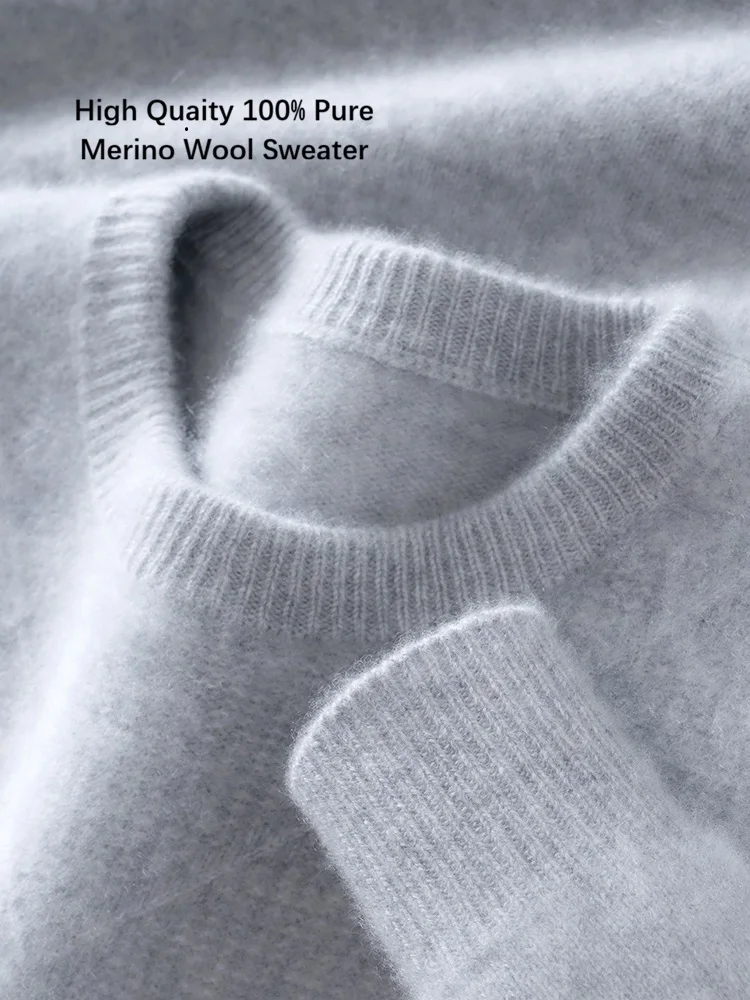 

Мужская одежда, мужской пуловер с круглым вырезом, однотонный повседневный мягкий теплый трикотаж, осенне-зимний кашемировый топ, свитер из 100% мериносовой шерсти