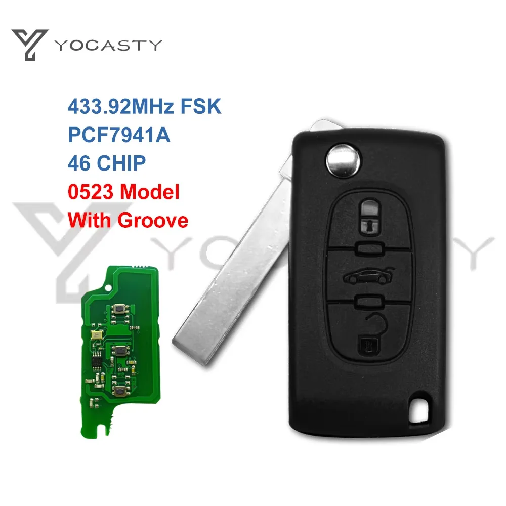 

YOCASTY Flip Remote Car Key 433MHz FSK ID46 For Peugeot 207 307 308 Expert Citroen DS3 Dispatch C4 Picasso HU83 CE0523