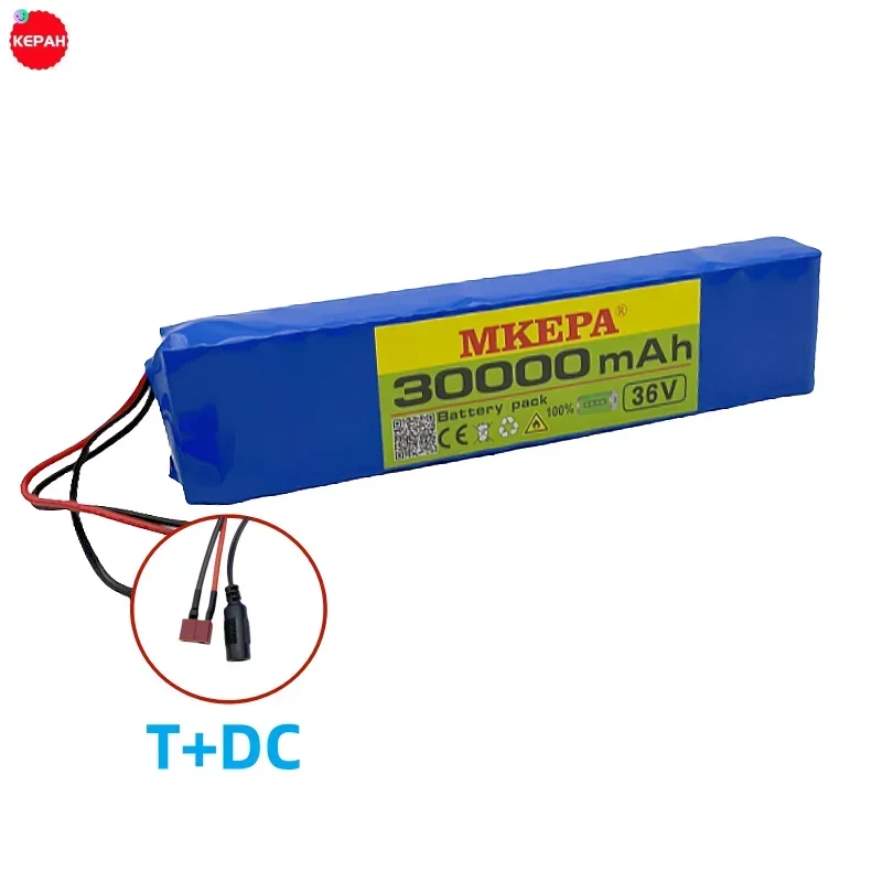 36V 30Ah 10S3P 18650 rechargeable high current lithium battery pack with various plugs for electric bicycles. charger