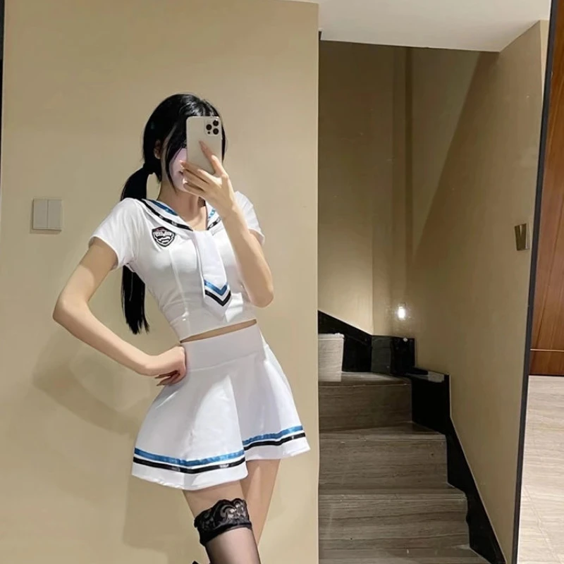 Sexy College Style JK Student mundury uczennica kostiumy damskie topy minispódniczka piżamy niegrzeczna bielizna erotyczna Cosplay Sailor