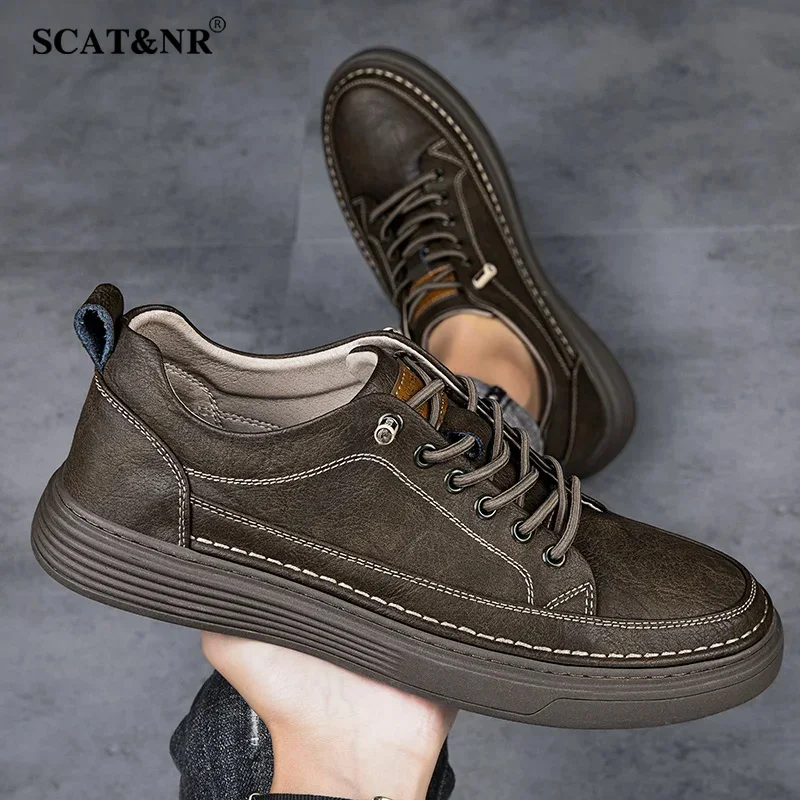 Genuine leather casual shoes for men shoes design sneakers male designer cow leather all-match comfortable skate shoes man