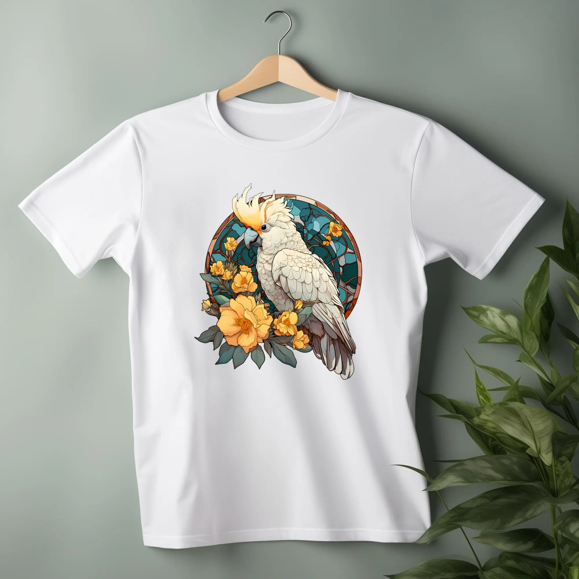 Cockatoo Parrot T Shirt Unisex Bird Flowered Wildlife Nature Aesthetic Natural Fashionable