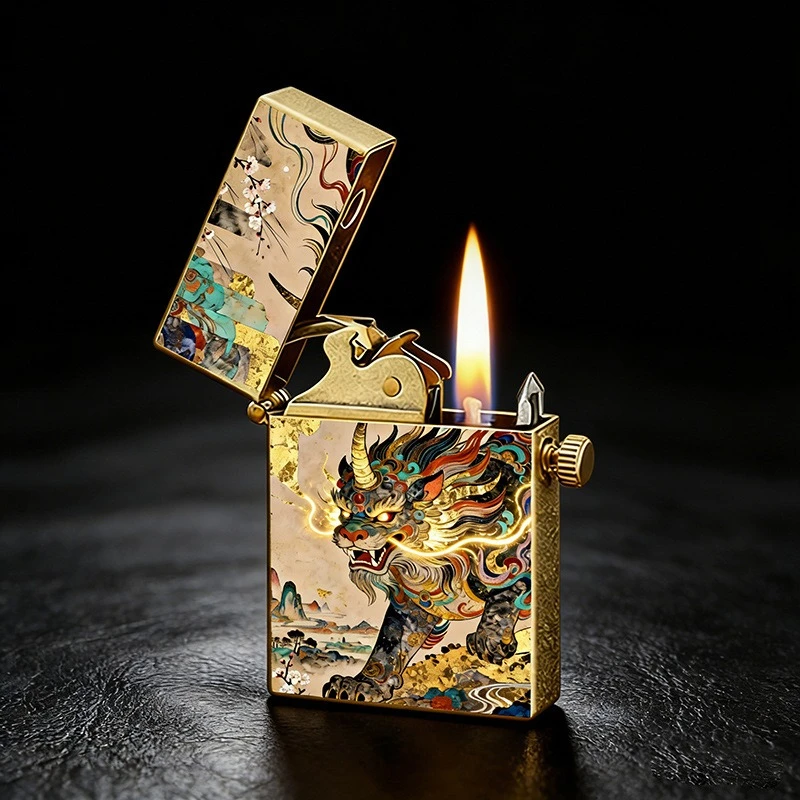 Guochao metal Kerosine lighter one-click ejection ignition Zakiram metal grinding wheel high-end lighter for boyfriend