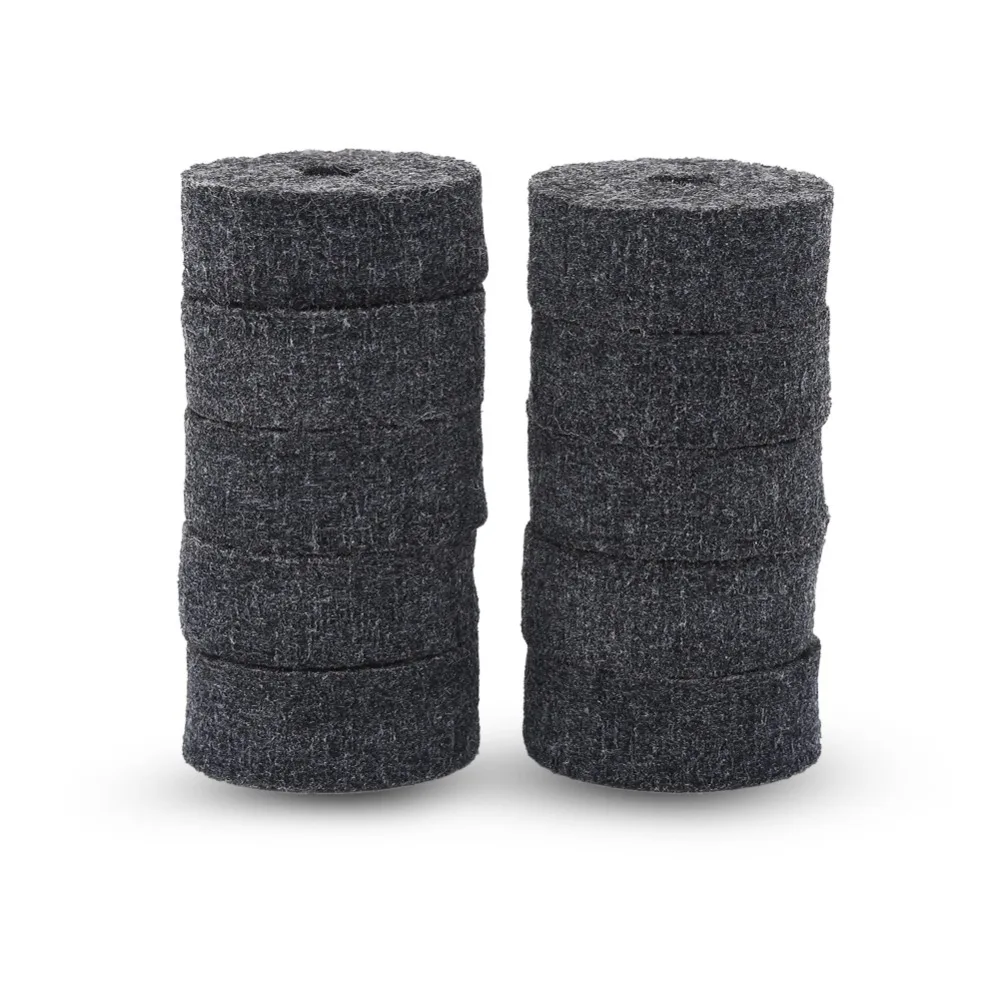 10PCS Convenient 40mm​ Cymbal Felt Pads ​Round ​Gray/Black​ ​Cymbal Felt Washer Felt Washer Set​ ​Drum Felt Replacement
