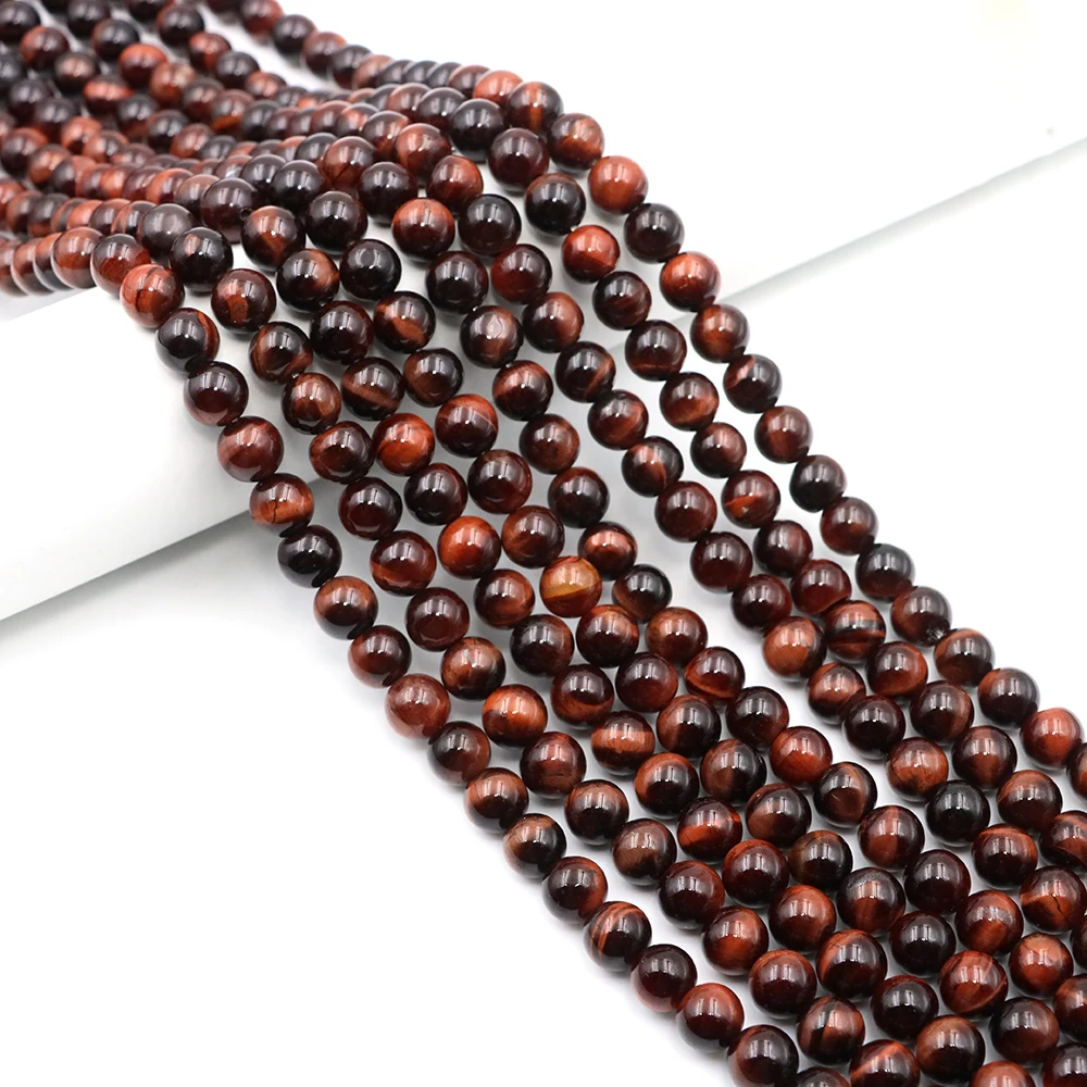 Natural Stone Beads Red Tiger Eye Round Loose Beads DIY Charm Bracelet Earrings Necklace Jewelry Making Accessories 15