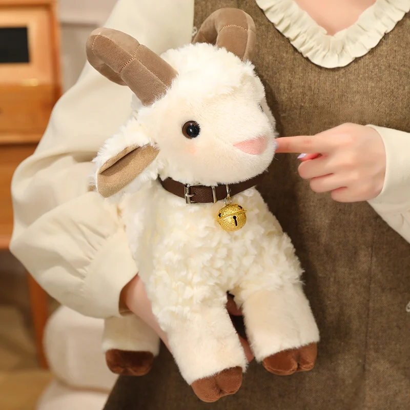 Fluffy Goat Plush White Beige Color Choices 21 To 45cm Soft Animal Doll for Sofa Cuddle Companion Gift Collection Display