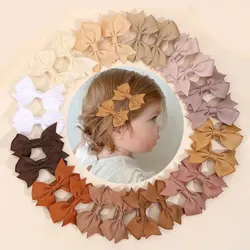 24PC Girls Solid Color Bow Hair Clips Small Ribbon Bow Hairclip Elegant Crocodile Hair Clip Children Baby Hair Accessories