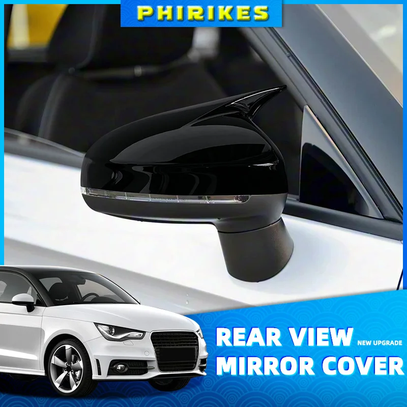 For Audi A1 2011-2018 Car Rearview Side Mirror Cover Wing Cap Exterior Door Shell Trim ABS Carbon Accessories