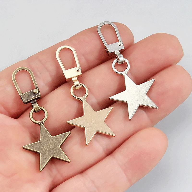 5PCS Sewing Zippers Puller Head Star Shape Detachable Metal Zipper Slider Repair Kits For Bags Backpack Coat Zipper Pull Tab