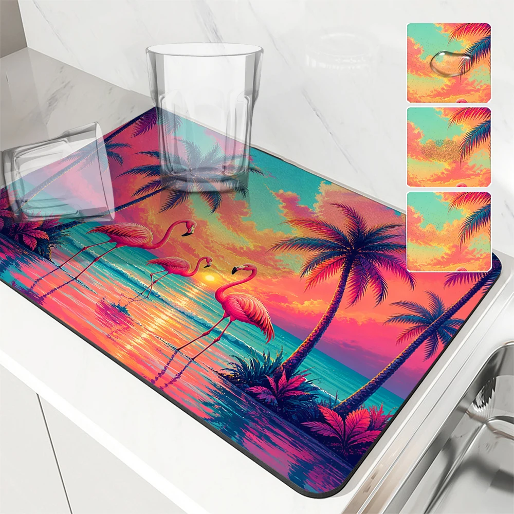 Vibrant Floral Pattern Polyester Absorbent Mat - Decorative Mat for Home, Stylish Indoor Decor Accessory 3