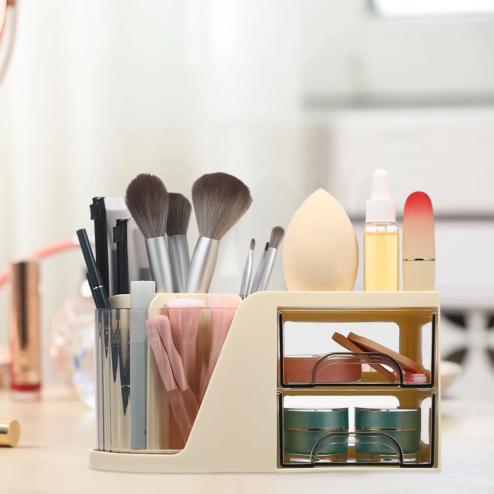 desktop-organizer-pen-holder-divided-compartments-double-drawers-office-supplies-storage-box-workspace-stationery-organizer