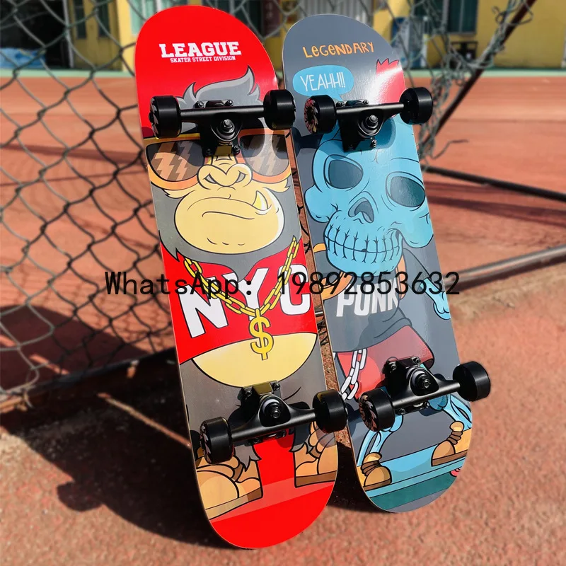 HB Double Skateboard Beginner Adult Boys and Girls Children Professional Skateboard Highway Street Brushing Four-wheel