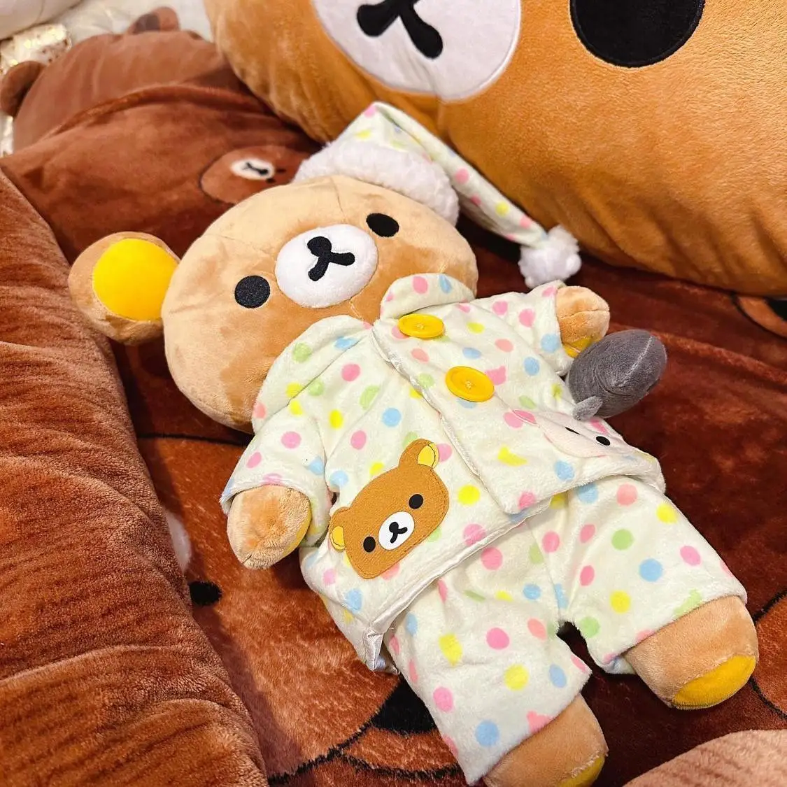 Rilakkuma Pajama Doll Lala Bear Japanese Easy Bear Doll Wearing Pajama Cute Doll Bear Girl Boy Birthday Gifts Anime Surrounding