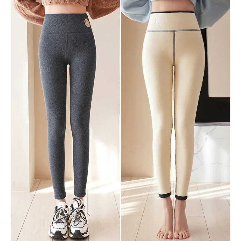 Winter Thicken 2026 Plush Thermal Leggings Women Casual High Waist Tight Stretch Leggings Woman Solid Slimming Warm Cotton Pants