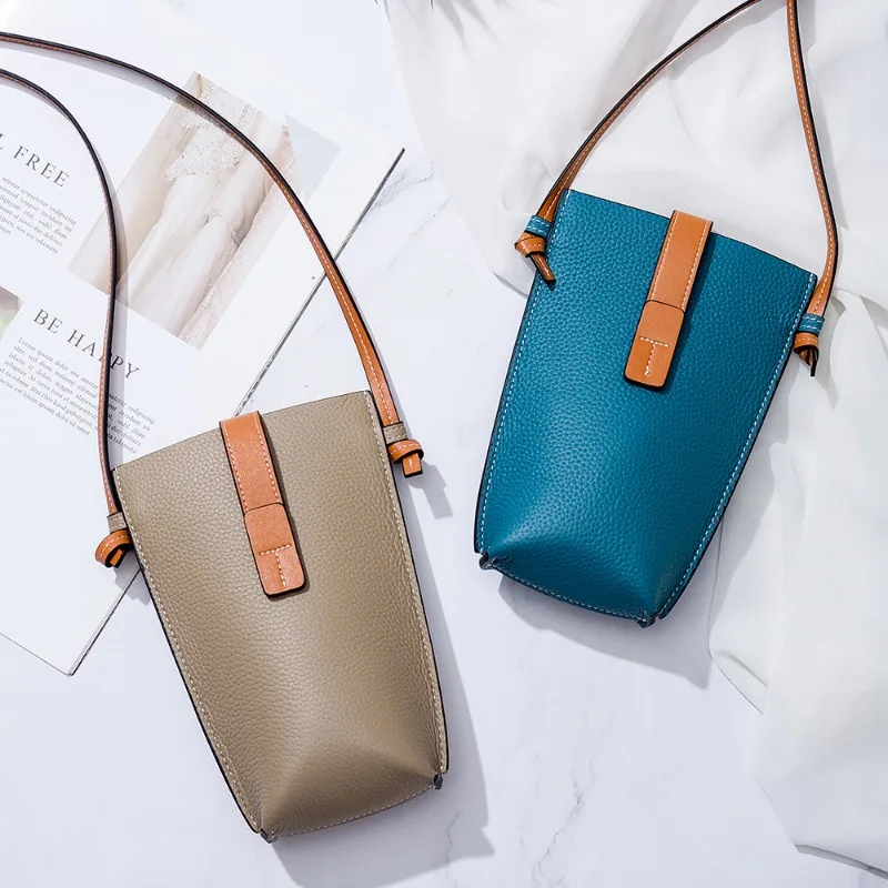 Fashion Retro Leather Women Bags High Quality Luxury Cowhide Mini Shoulder Bag Portable Versatile Mobile Phone Bag Crossbody Bag