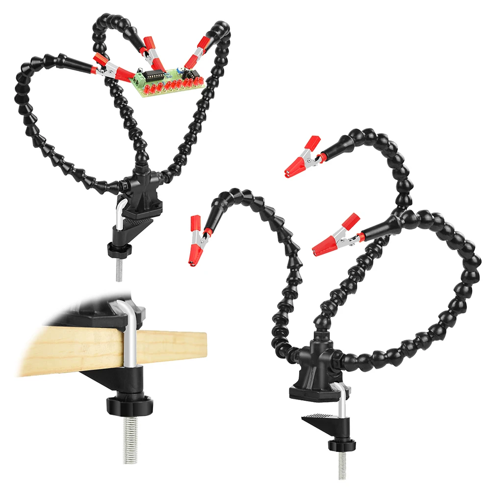 Desk Clamp Soldering Station Holder 3/4/5 Pcs Flexible Arms PCB Holder Stand Solder Stand for Electronics Repair Jewelry Hobby