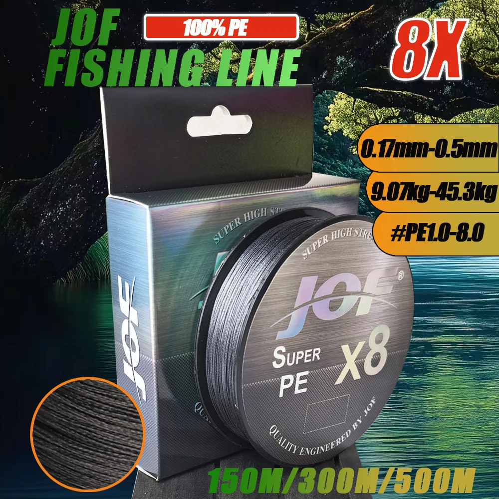 Línea de Pesca Trenzada JOF de 8 Hilos, Alambre Trenzado Japonés de Alta Resistencia 20-100LB, Línea Multifilamento de PE, Accesorios para Carpas 150 300 5000M