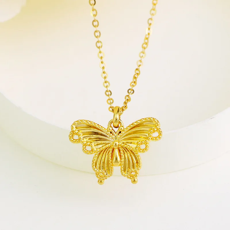 

Подвеска из настоящего золота 18 карат для женщин, роскошное ожерелье с подвеской в виде бабочки AU750, ювелирные изделия, высококачественный подарок для банкета