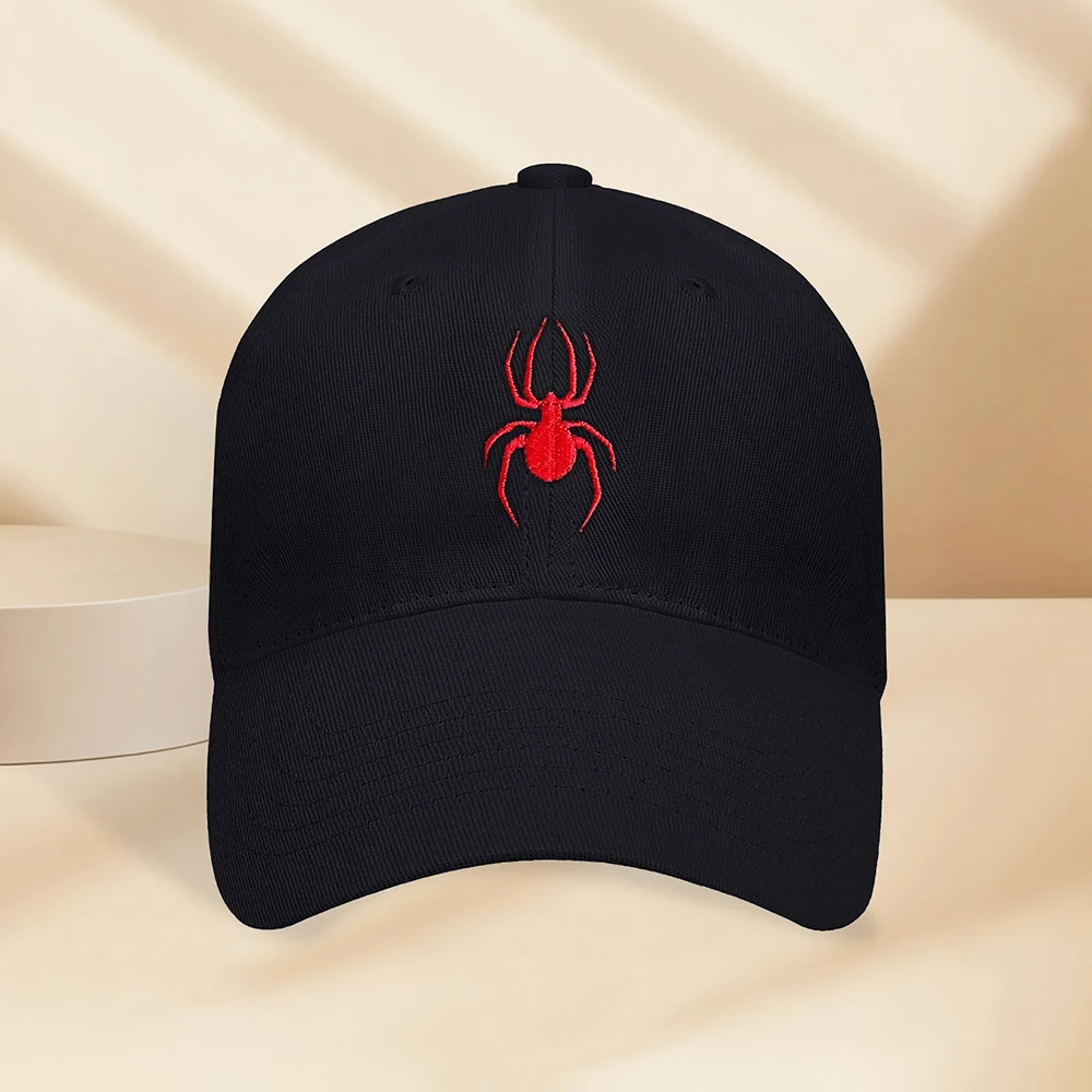 Personalized Versatile Red Spider Solid Embroidered Baseball Hat for Men and Women Couples Spring/Summer Outdoor Leisure Sun Hat