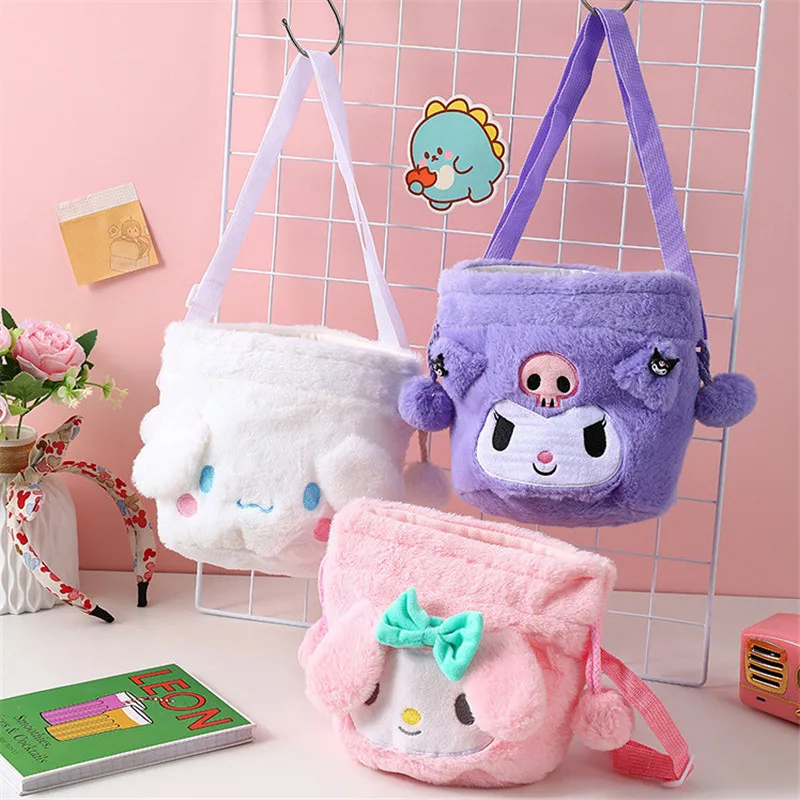 Kawaii Sanrio Bag Fluffy Tote Handbag Cute Cinnamoroll Messenger Shoulder Bag Plushie Backpack for Women Christmas Gift for Girl