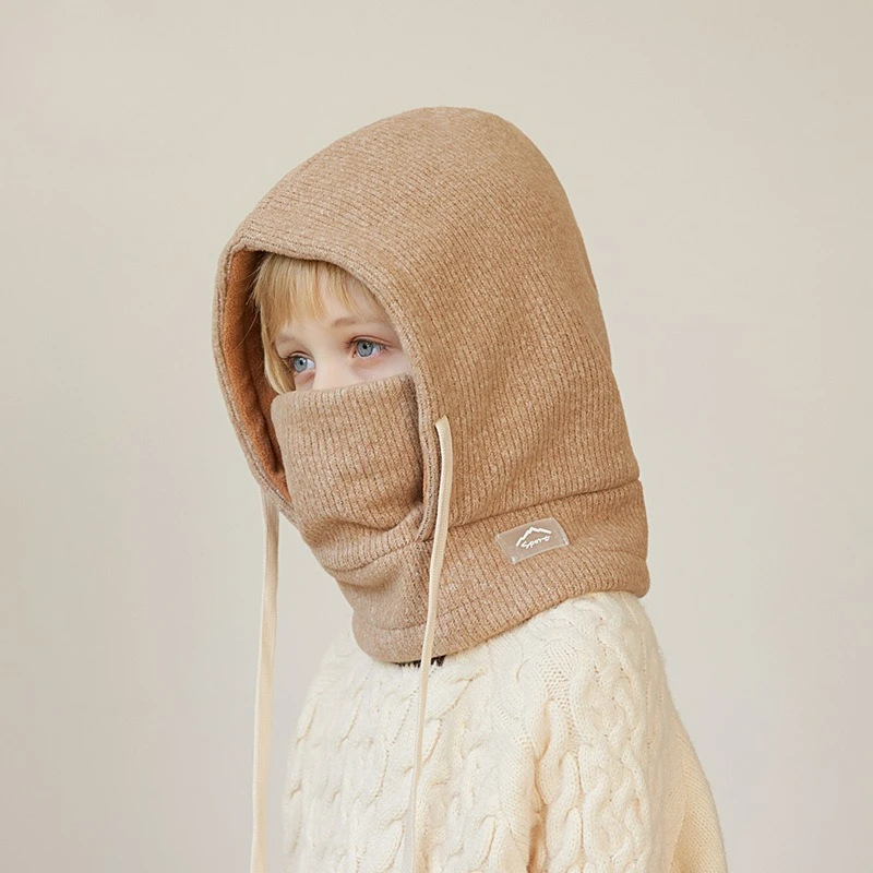 Children's hat, mask and scarf all-in-one hat for boys in winter to keep warm and cold-proof plus velvet ear protection