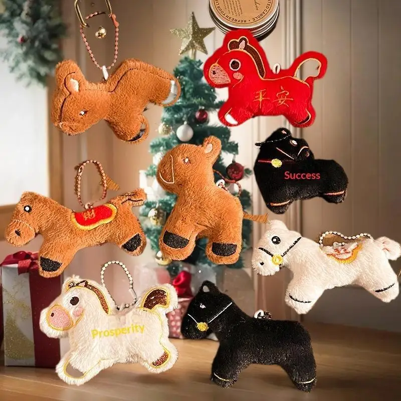 Urocza maskotka z okazji Roku Konia, pluszowa lalka, breloczek, zawieszka do torby, chiński Nowy Rok, błogosławieństwo, pamiątka, prezent.