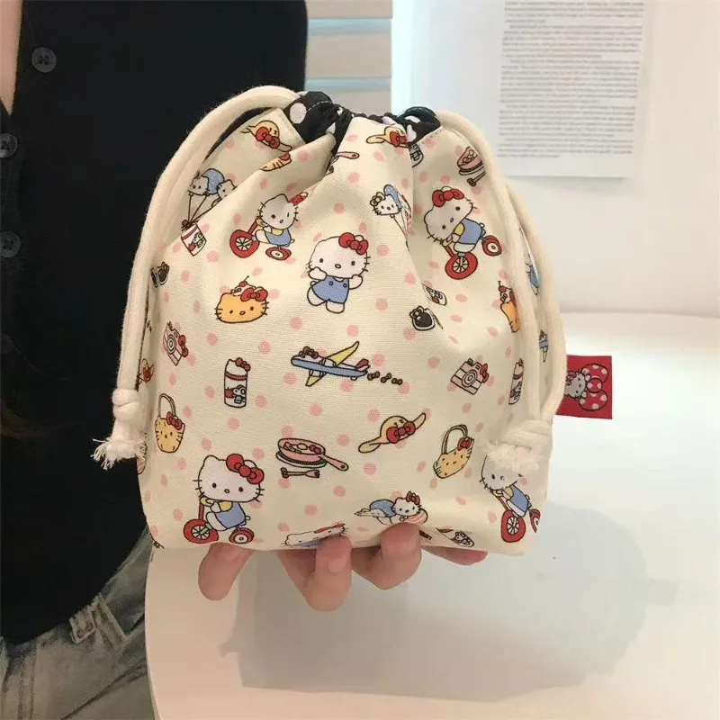 

2026 Sanrio Storage Bag Kawaii Hello Kitty Bundle Pocket Cute Girl Cotton Bundle Pocket Exquisite Holiday Gift