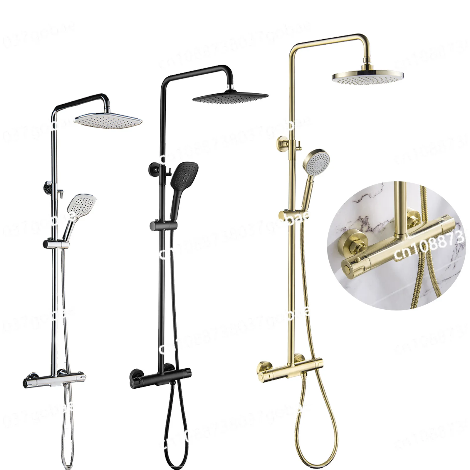 

Brushed gold surface shower constant temperature 3 function shower shower set