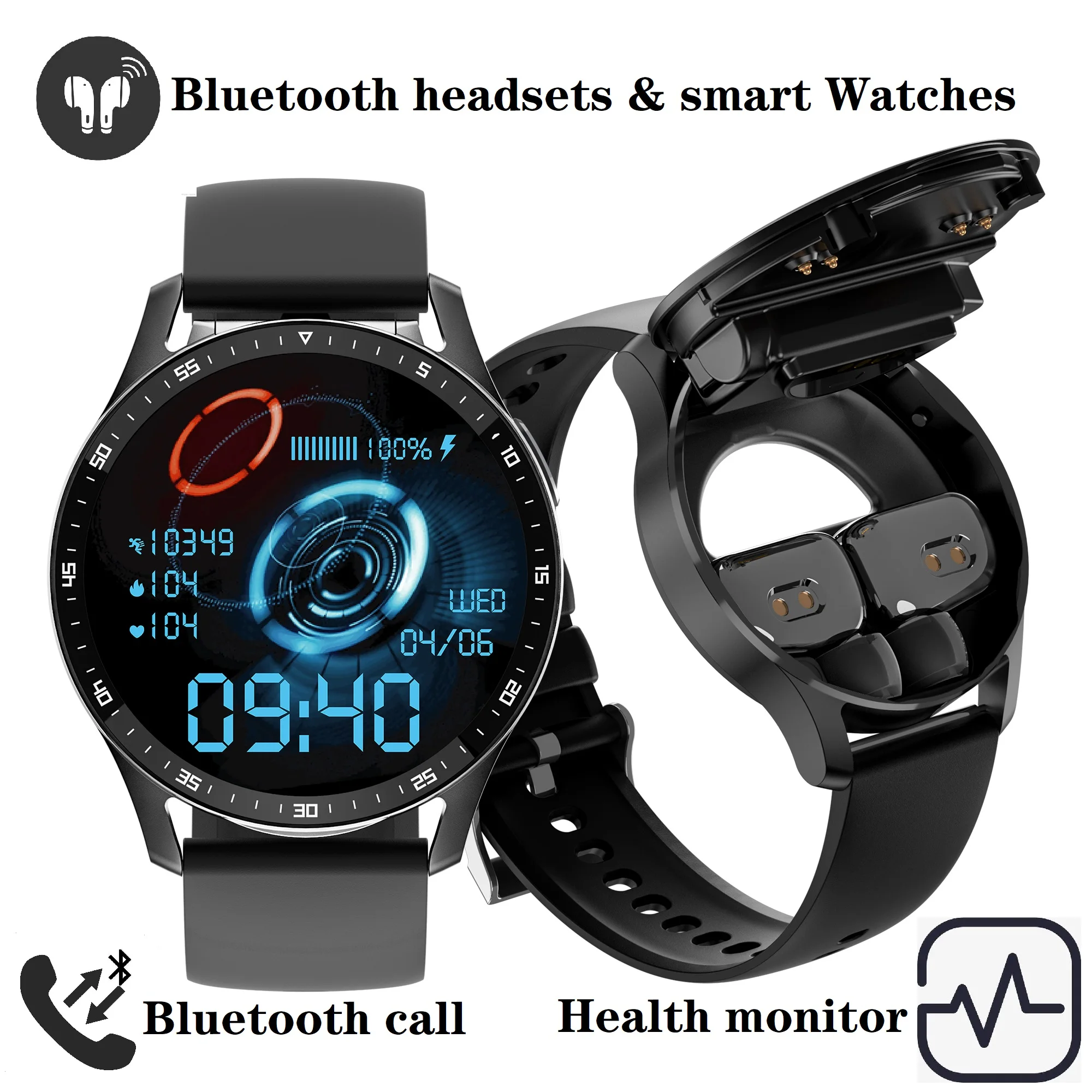 

Bluetooth Headset Watch 2-in-1 Bluetooth Call Smartwatch 2024 Health Monitoring Exercise Recording Call Smartwatch For Men Women