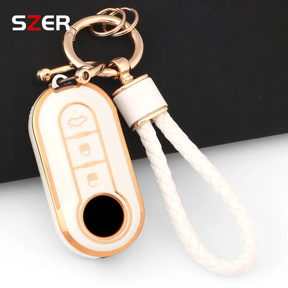 TPU Car Key Cover Case Fob For Fiat 500 Panda Punto Bravo Doblo Peugeot Boxer Citroen Relay Fiat Ducato Lancia Musa Keychain