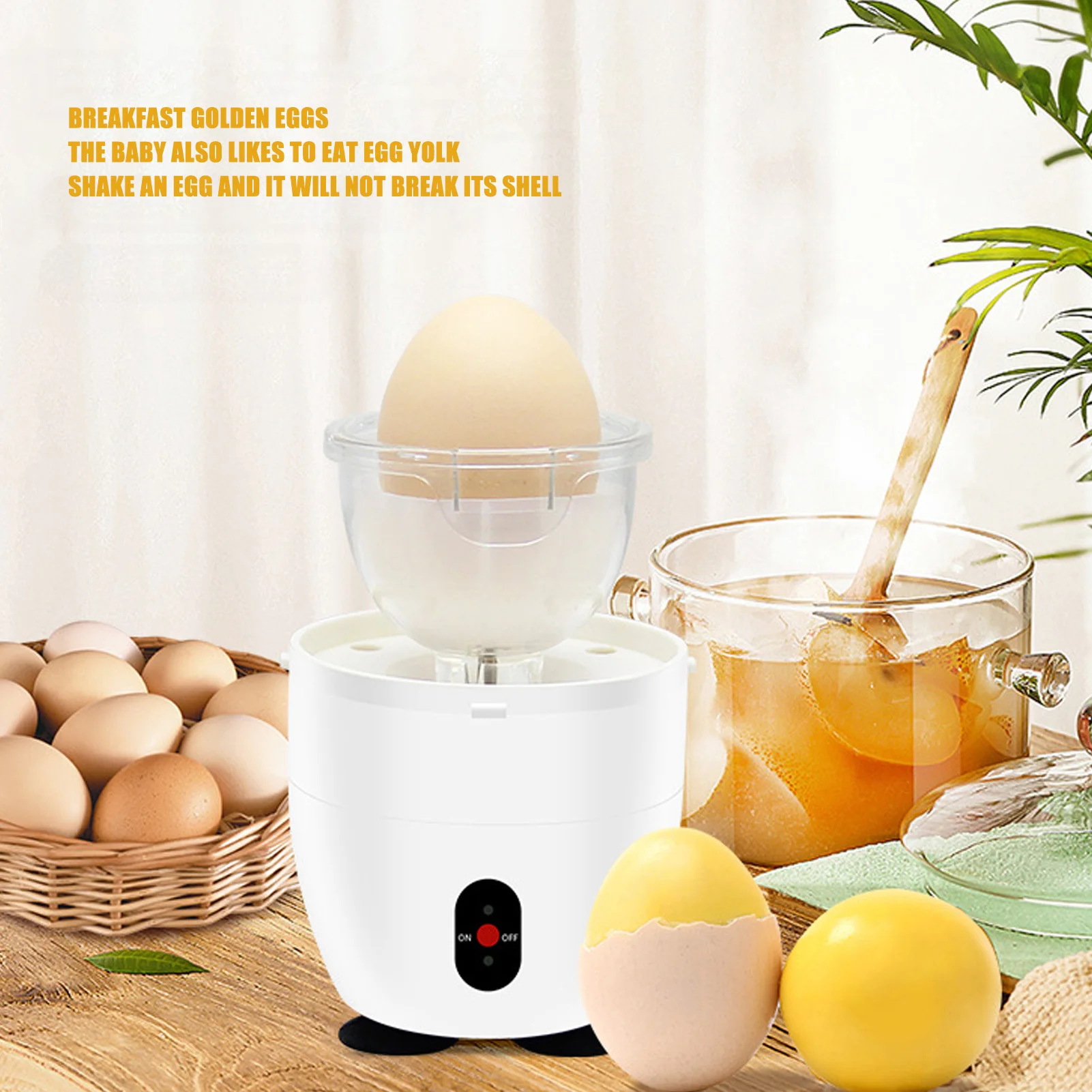 

Electric Egg Scrambler Shaker Electric Egg Scrambler Shaker Electric Golden Egg Maker Home Yolk White Mixer White 100‑240V