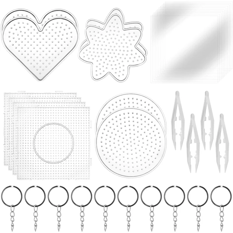 

【RECOMMEND】Доски для предохранителей и бусин, доски для предохранителей, большие прозрачные перфорированные доски с пинцетом из бумаги и бусин, брелок для ключей для DIY A