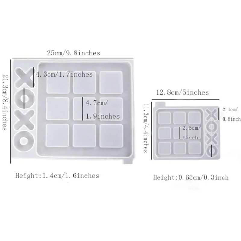 DIY 크리스탈 에폭시 송진 몰드 틱택토 OX 체스 게임 거울 실리콘 몰드, 송진