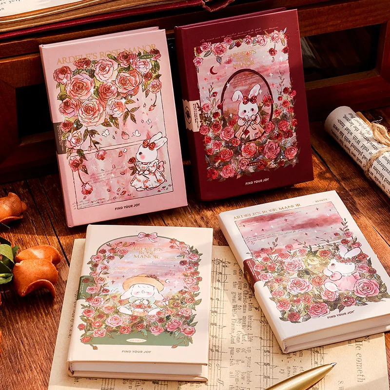 A7 Sweet Pink Rose Portable Mini Notebook Manor Series Blank Page Beautiful Diary Writing Pads Student Notepad Cute Pocket Book