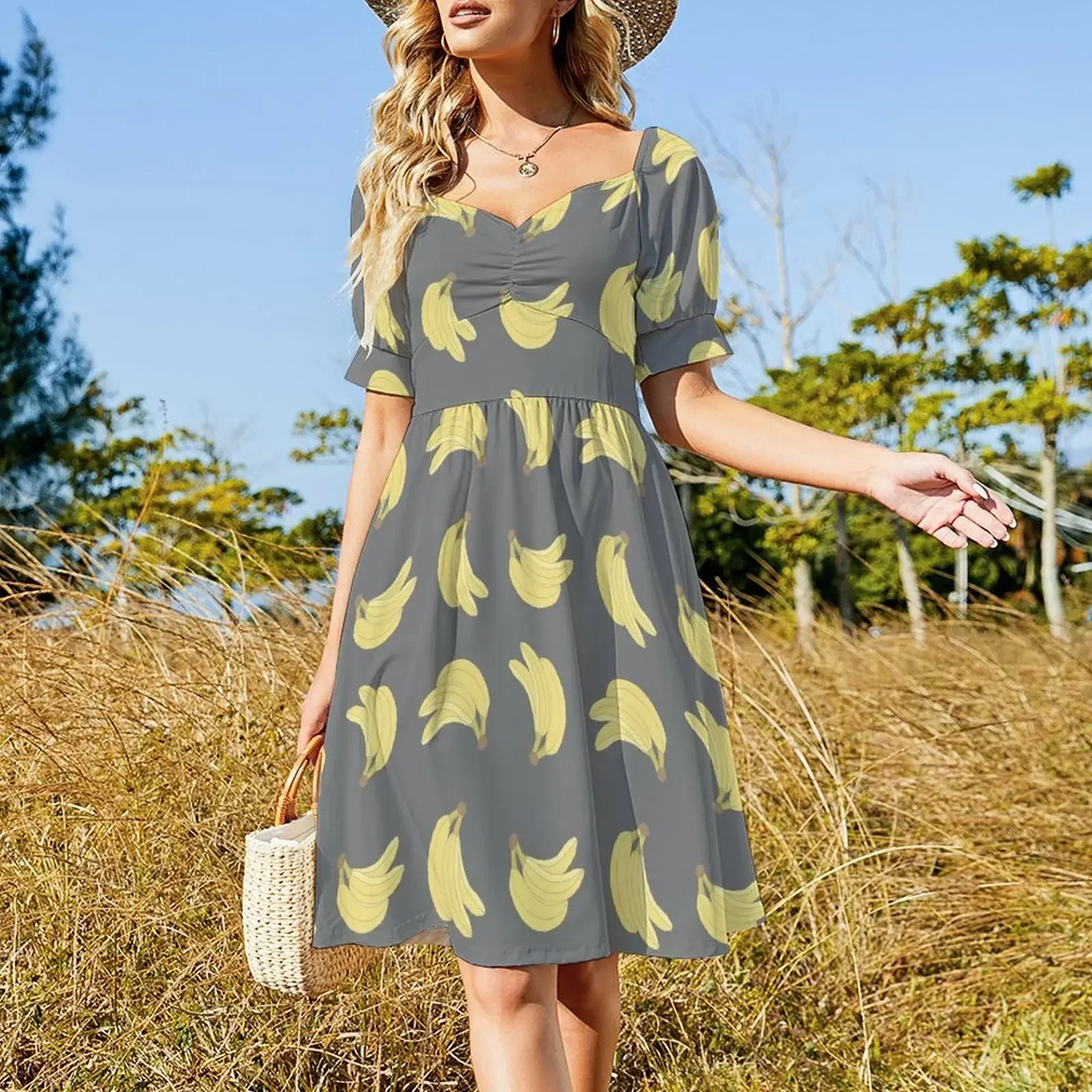 Bananas - Banana Print and Pattern Sleeveless Dress luxury evening dress woman for wedding woman dress