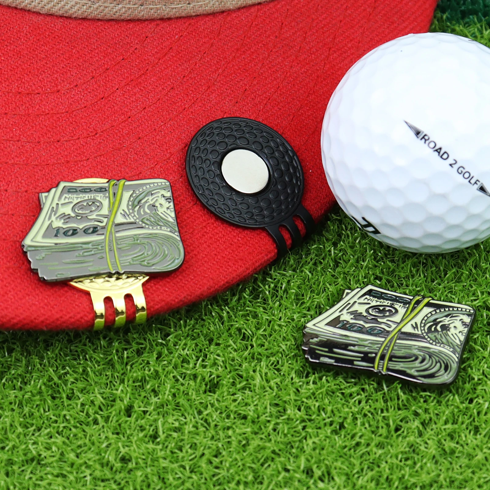 Magnetic Dollar Bill Golf Ball Mark Golf Hat Clip Creative Metal Ball Marker Holder With Caps Clip Golf Accessories Golfer