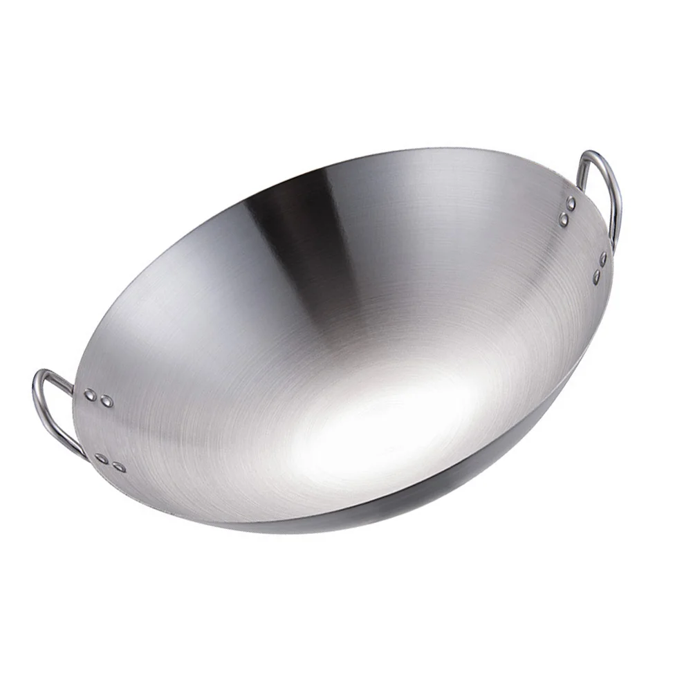 Stainless Steel Wok Commercial Kitchen Supplies Baking Pans Outdoor Griddle Cooking Tray Frying Round Bottom Child