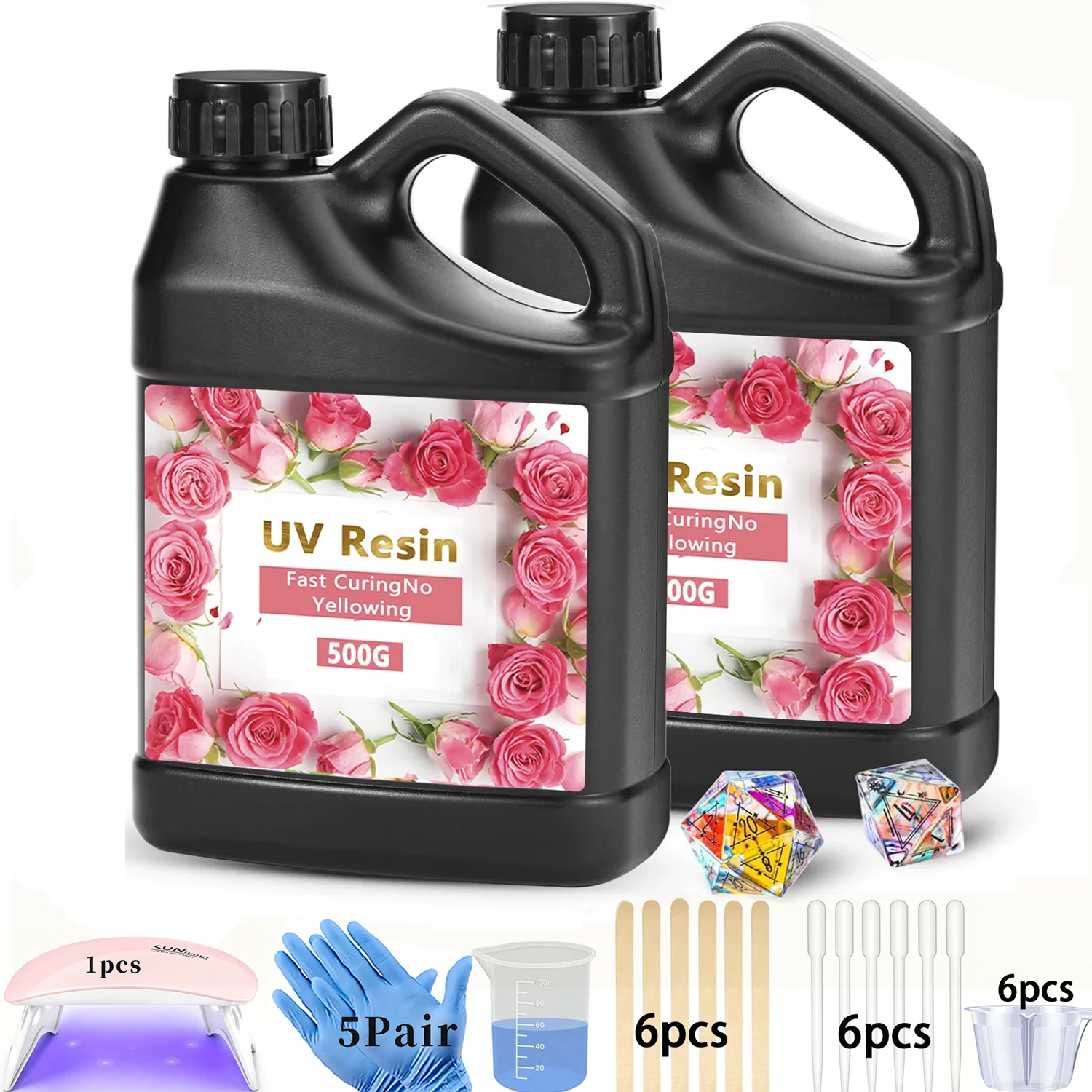

Crystal Clear&Low Odor,UV Light,Silicone Mat,Ultraviolet Epoxy Resin Hard,Starter Kit for Jewelry,Craft Decor,Keychain Making