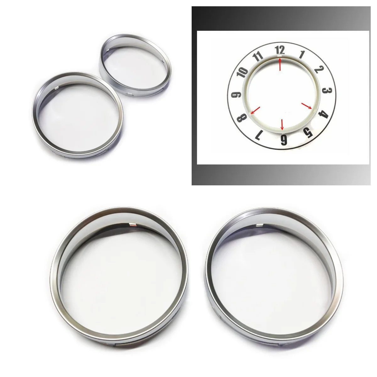 

2 PCS Car Interior Accessory Speed Meter Decor Gauge Cluster Bezal Dashboard Matt Silver Dial Ring for BMW E60 / E61 Pre-LCI M5
