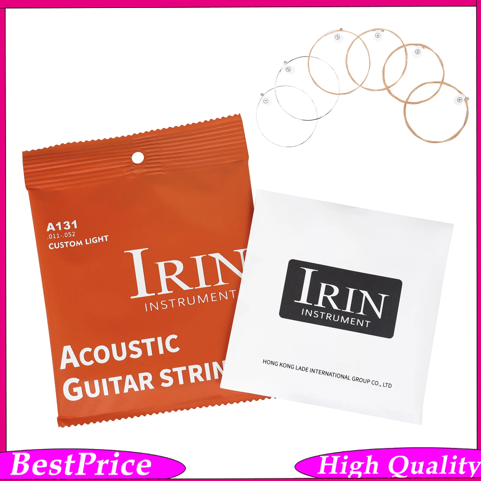 IRIN Acoustic Guitar Strings High Carbon Alloy Folk Guitar Strings Rust-proof Red Copper Strings for Guitar Accessories Parts