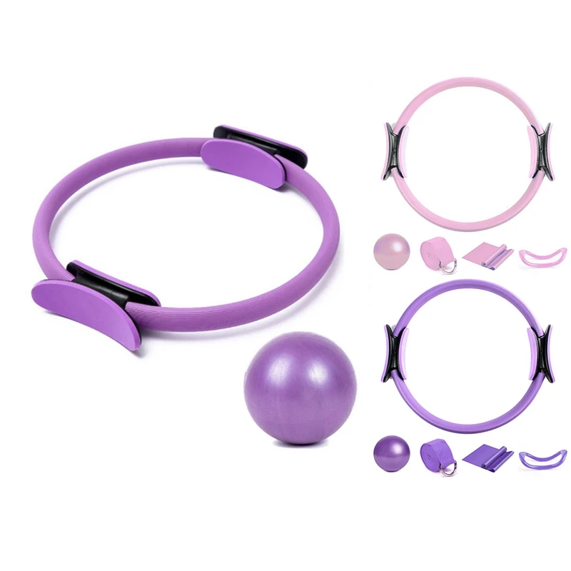 Pilates Ring Set, Magic Circle, Explosion-Proof Pilates Mini Ball, High Elastic Resistance Band, Yoga Wheat Tube Ball