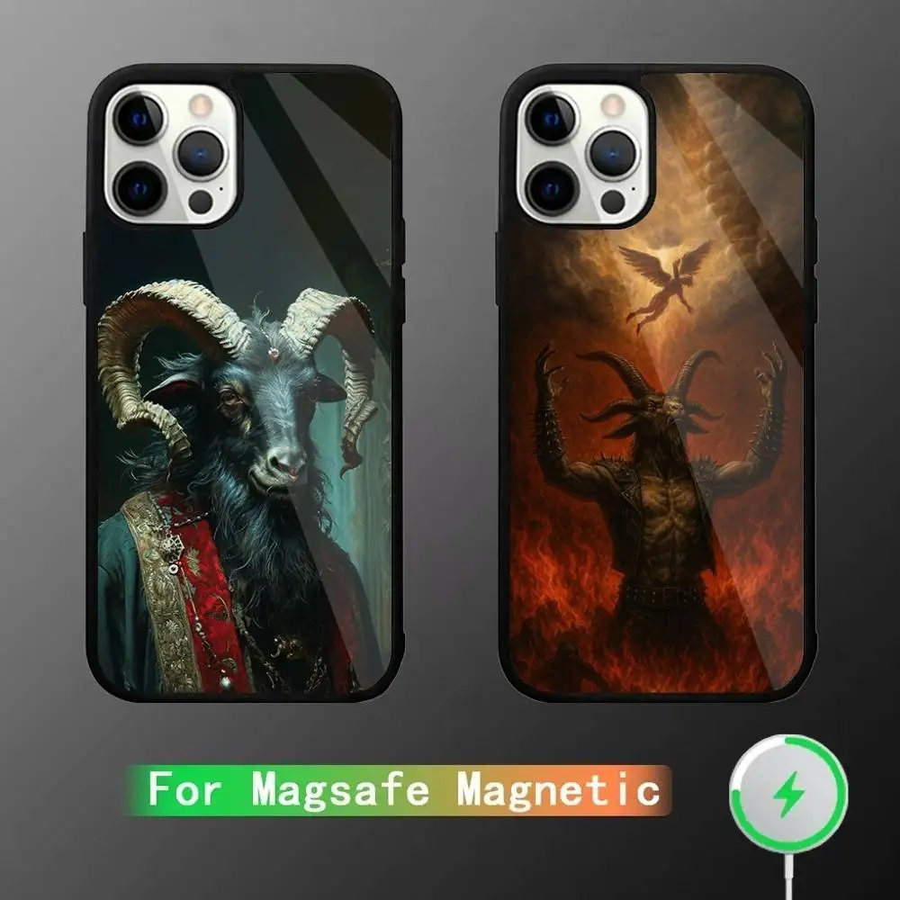 

Satanic Goat Satan Devil Phone Case For iPhone 17,16,15,14,13,12,11,Pro,Max,Plus,Mini,SE4,E Magnetic Magsafe Wireless Charging