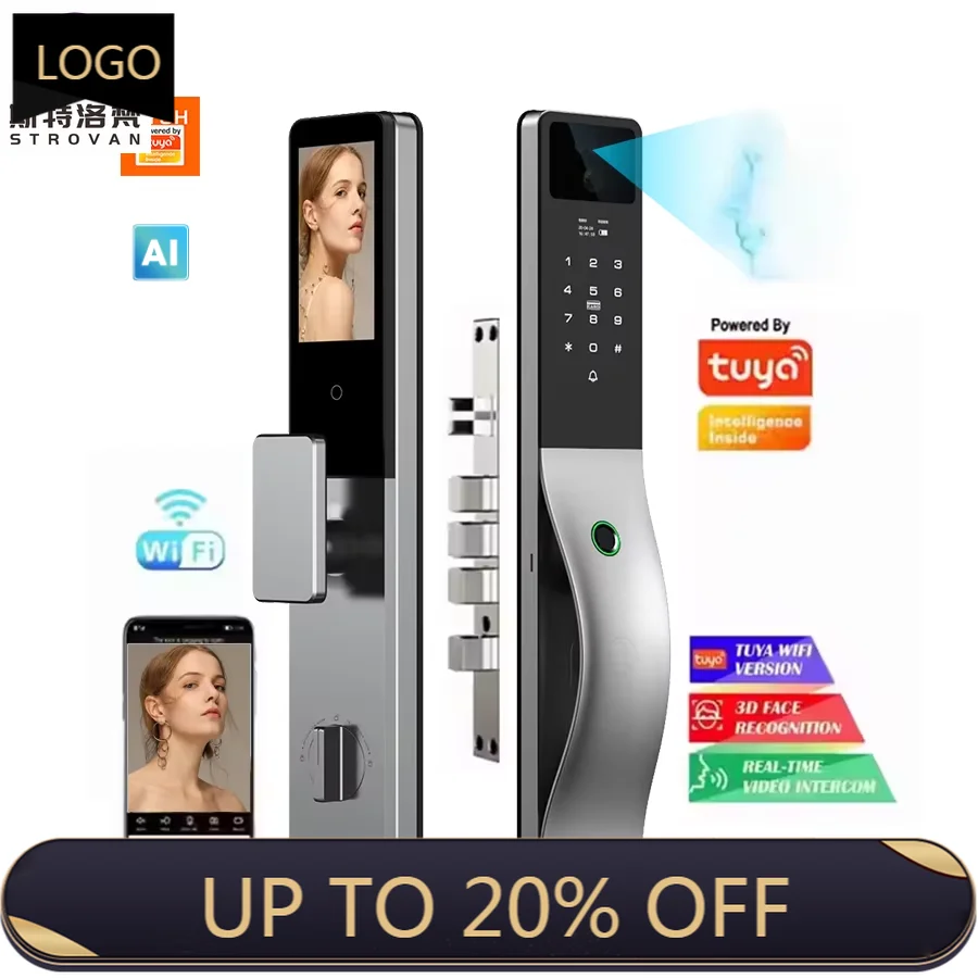 

STLF Real Time Video Intercom Tuya Wifi Biometrict Face Recognition Door Lock Smart With Digital Keyless Ai Smart Lock