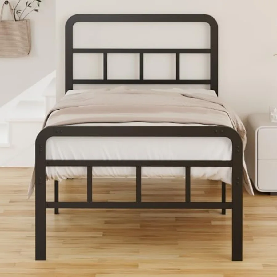 Telai letto matrimoniali da 16 pollici con testiera e pediera, doghe in metallo resistenti, supporto piattaforma doppia, senza bisogno di molle