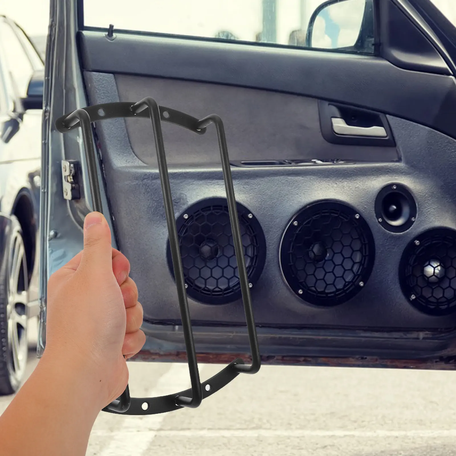 1Pair Universal Black Metal Speaker Grill Cover Round Mesh Subwoofer Protector Car Audio Grille Guard Optimized Bass Performance