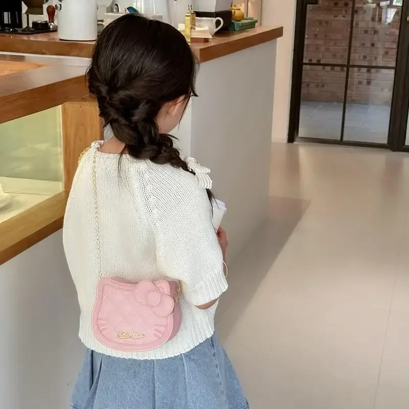 جديد مرحبا كيتي حقيبة كروسبودي طفلة حقيبة كتف التطريز القوس أنيمي الشكل Kawaii الكرتون حقيبة تخزين مستحضرات التجميل