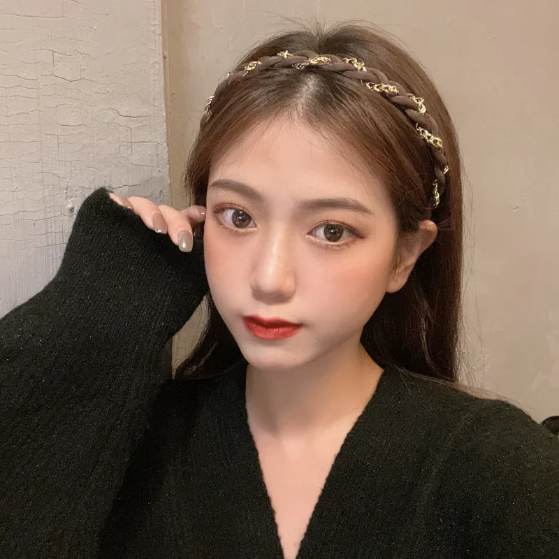 Новый женский обруч для волос с цепочкой, изысканные повязки для волос, женский темперамент, тонкий край, украшение для волос, повязка на голову, модные аксессуары для волос