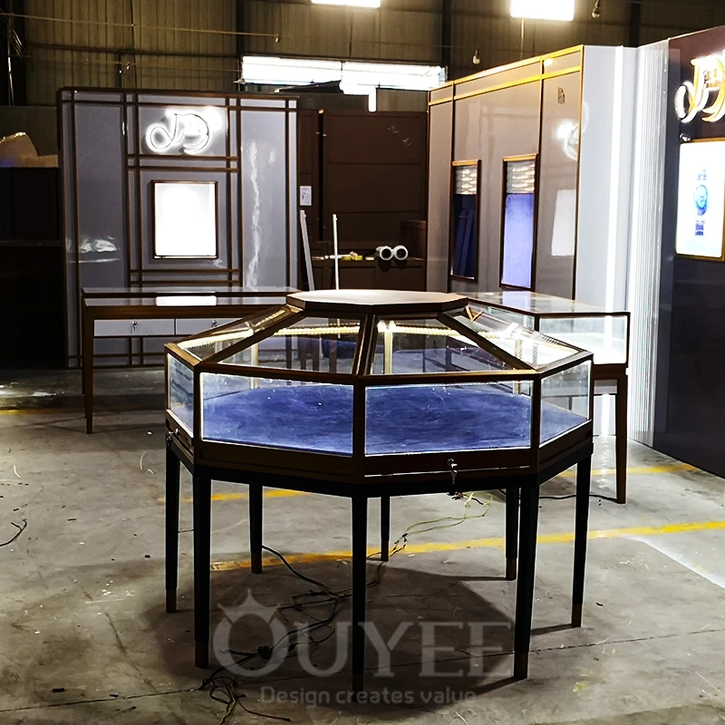 Customized-Ouyee Custom Shop Interior Design Jewellery Counter Display Showcase Jewellery Showroom Designs